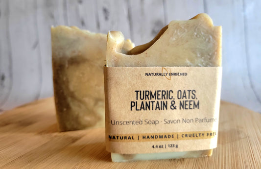Turmeric, Neem, Oats, Plantain Bar Soap (Unscented)